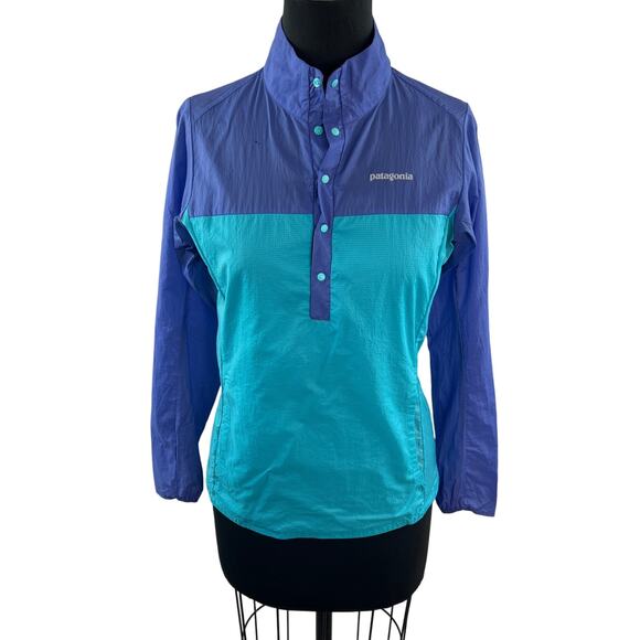 Patagonia Houdini Aqua Blue Windbreaker Jacket Snap-T Pullover Size X-Small XS - Picture 1 of 11